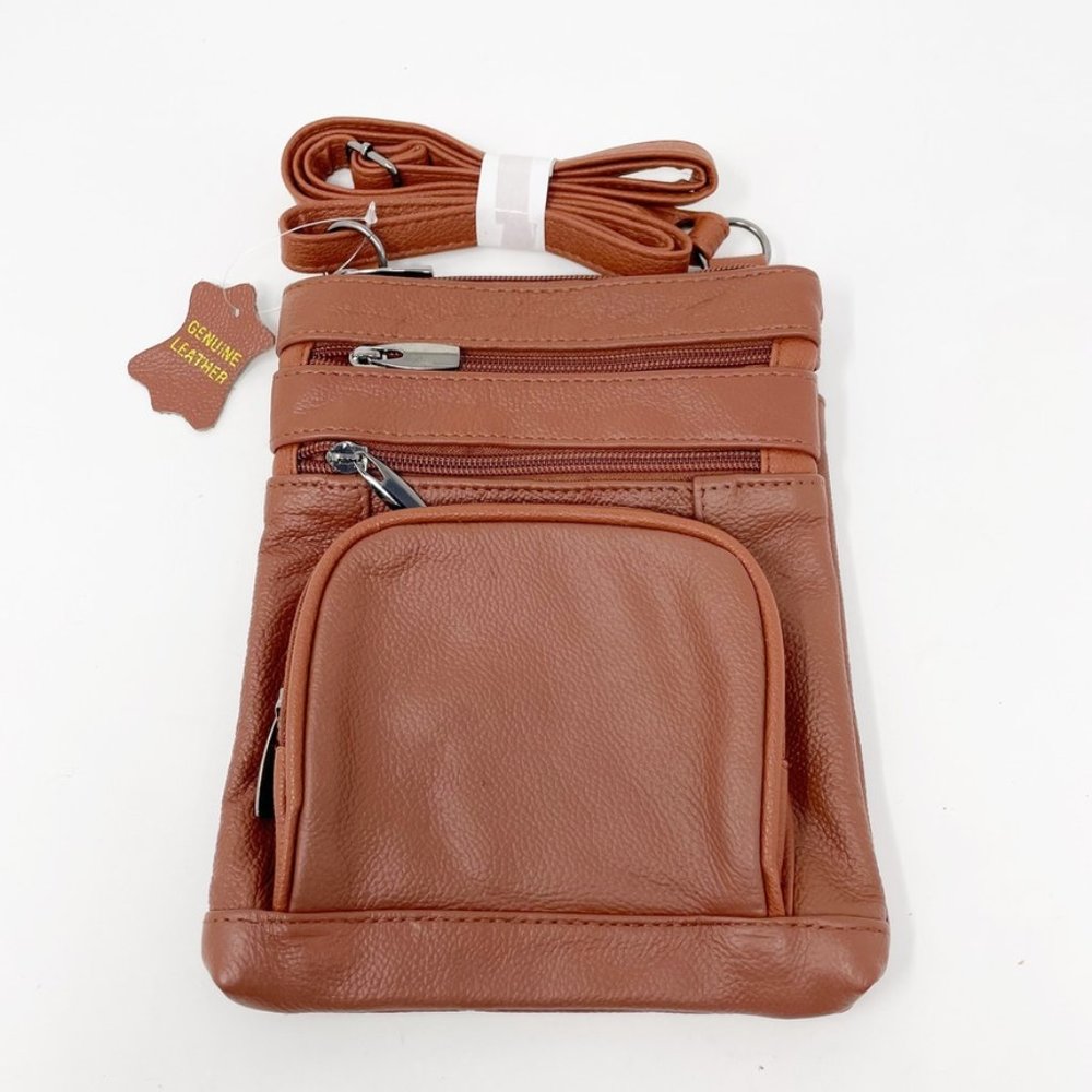 MAZE Exclusive Brown Soft Leather Crossbody Bag - Adjustable Strap -  NEW